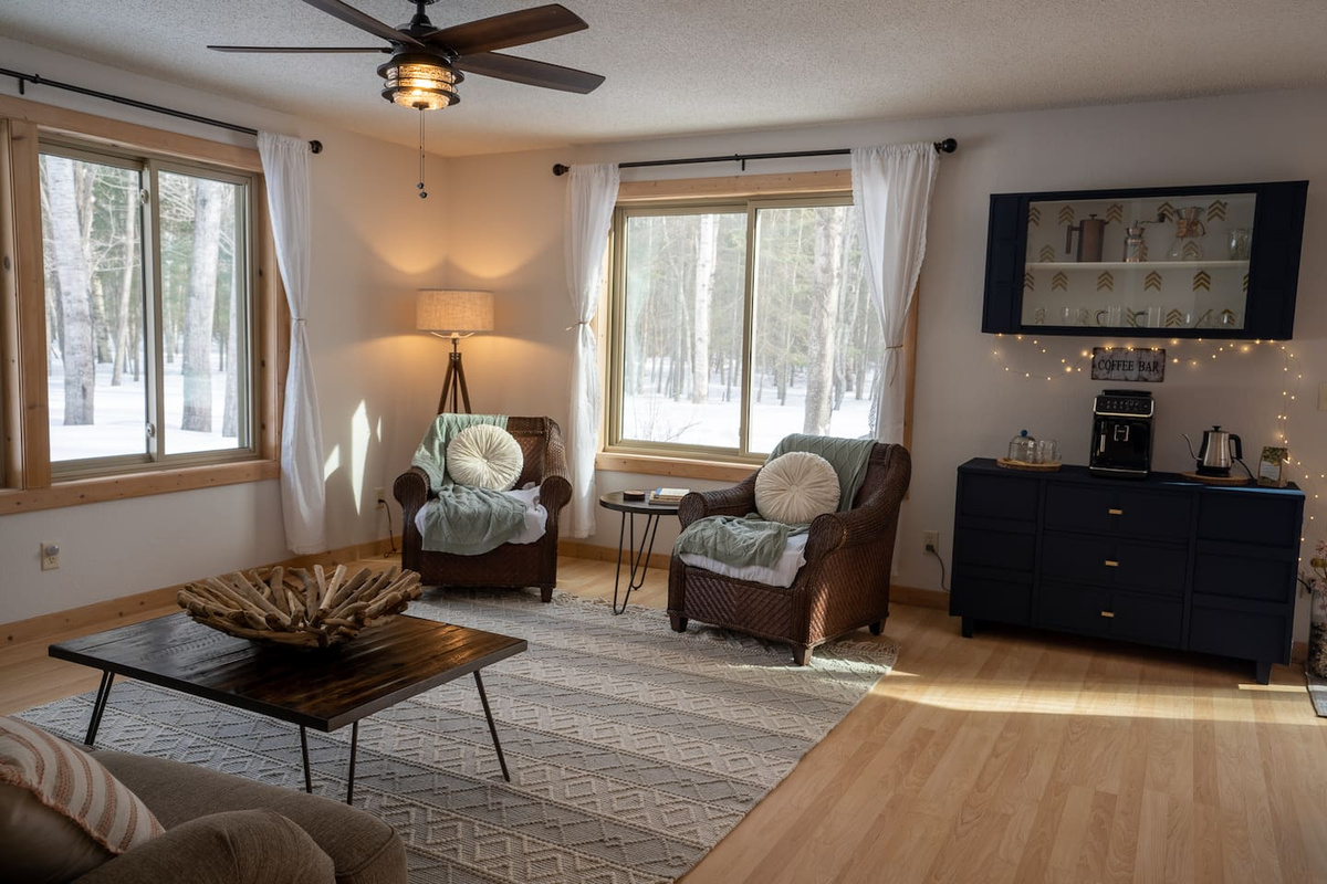 The large picture windows make you feel like you are a part of the great outdoors, even when you are inside.  