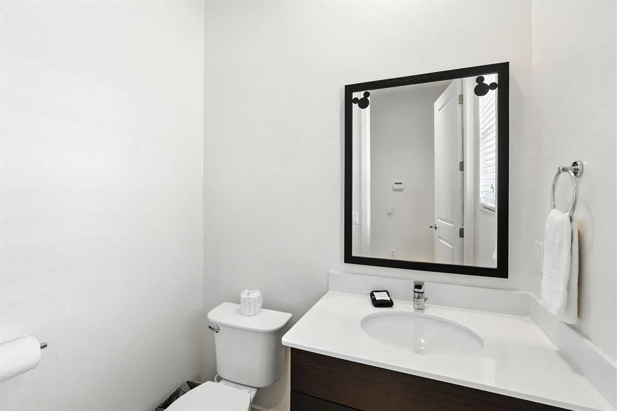 Clean and spacious guest bathroom