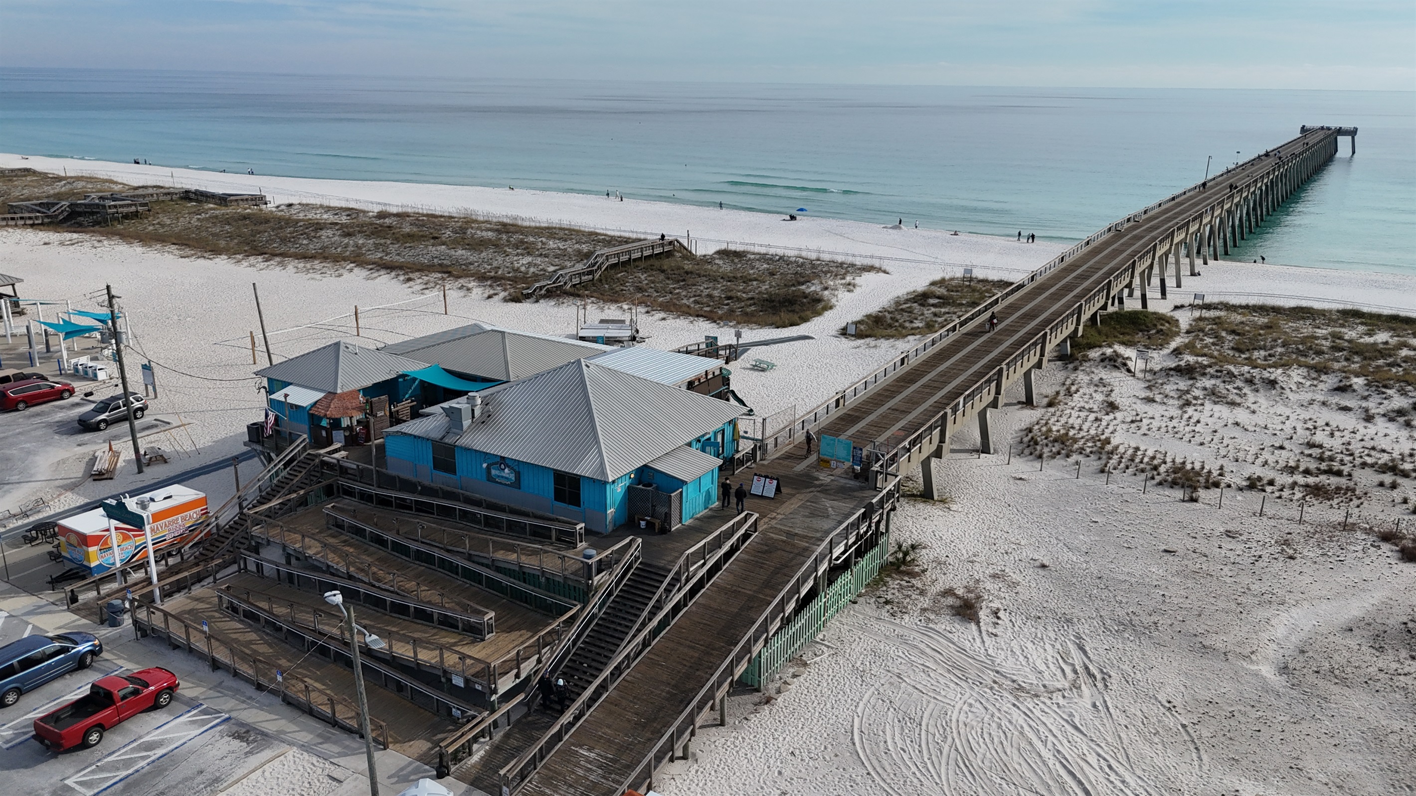The world famous Navarre Beach Fishing Pier (longest in The Gulf) and WIndjammer's Restaurant