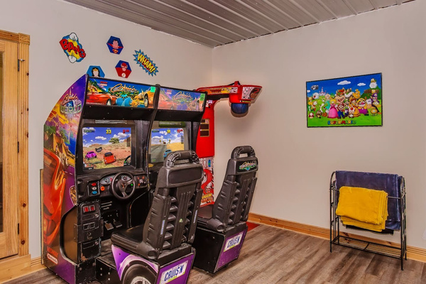 Game room arcade racers: side-by-side rematch after rematch, Splashing at the Bluff