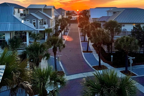 Costal evenings are even better from the third-floor deck, where the sunset paints the Seacrest Beach skyline.