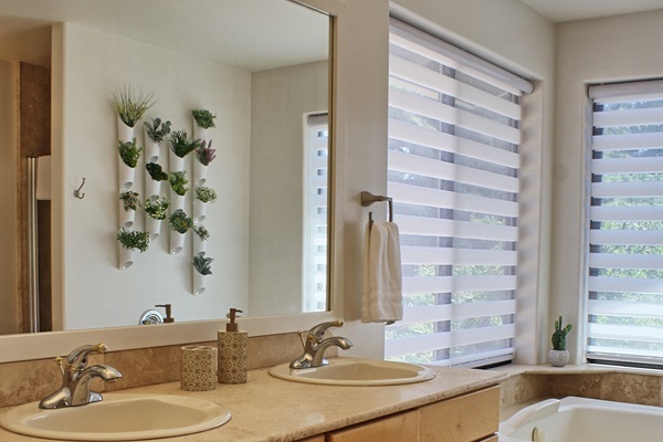 Master bathroom with executive height dual sinks