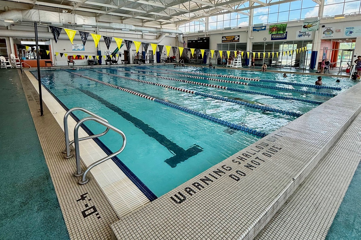 The indoor pools at Falling Springs cater to swimmers, fitness buffs, and therapy seekers alike.