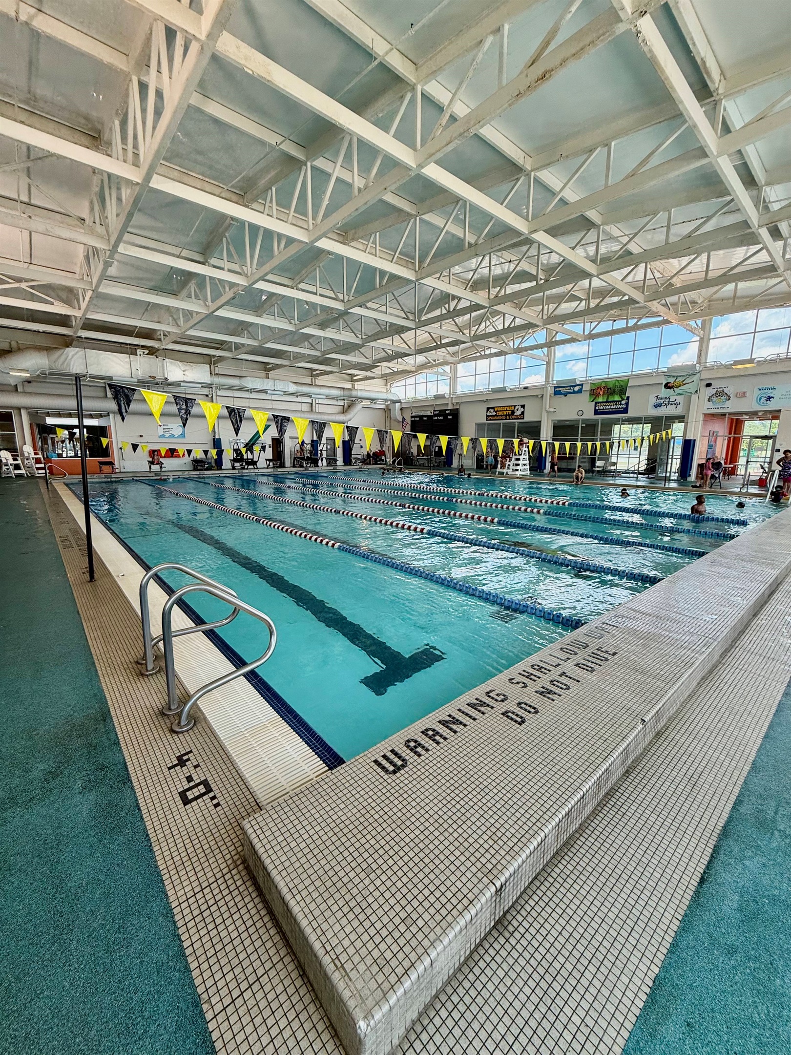 The indoor pools at Falling Springs cater to swimmers, fitness buffs, and therapy seekers alike.