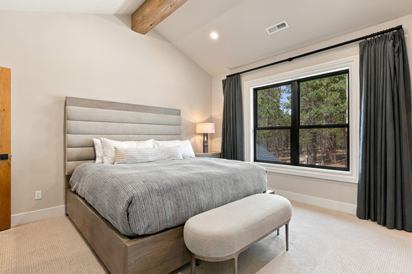King suite #6 with blackout window coverings, TV and private ensuite bath (upstairs)