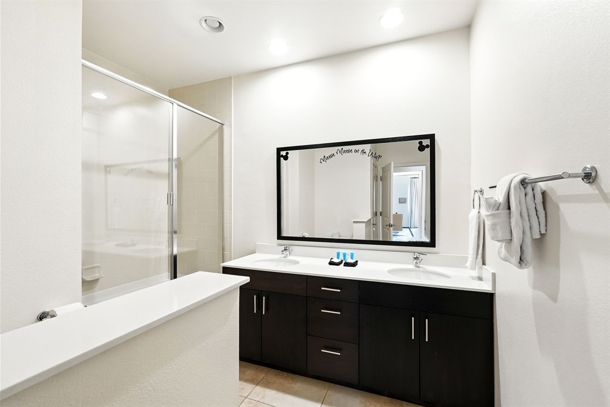 Guest bathroom complete with shower