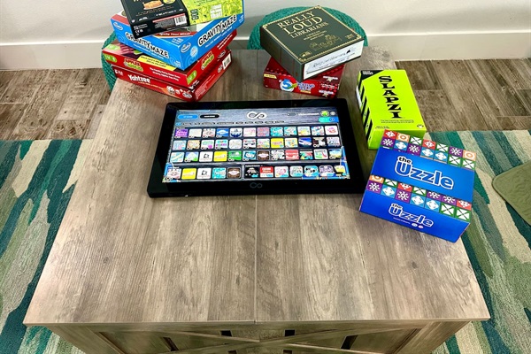 infinity game table with 100+ games, and plenty of board games for nights and with the family