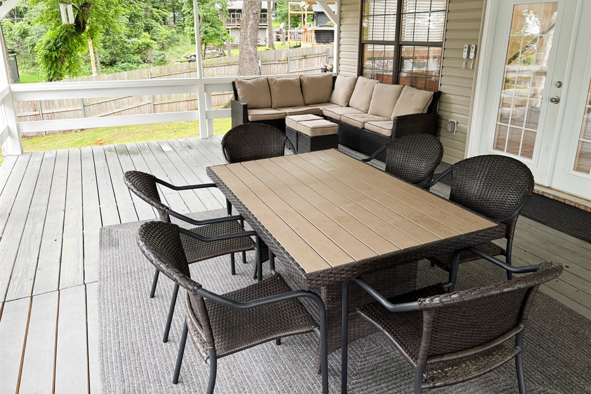 Large Covered Porch for Entertaining Family & Friends