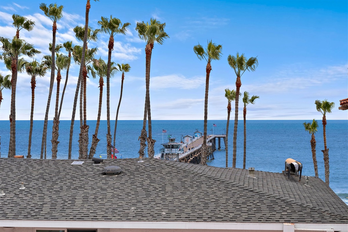New listing from hosts with 4.99 star cumulative rating!  The view is full of palm trees and a vast horizon. Gentle ocean breezes and the sounds of waves will remind you just how close you are to the pier and the beach.