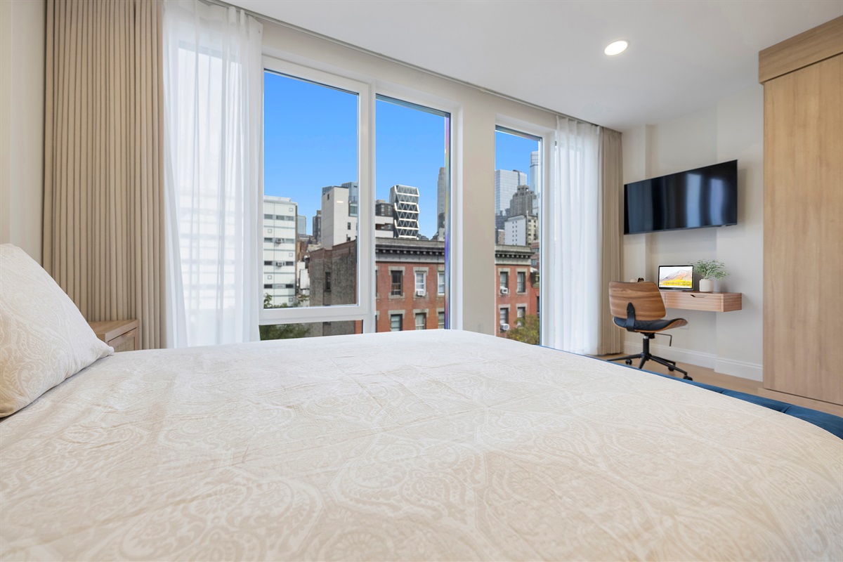 North Bedroom with Queen Size Bed & Desk