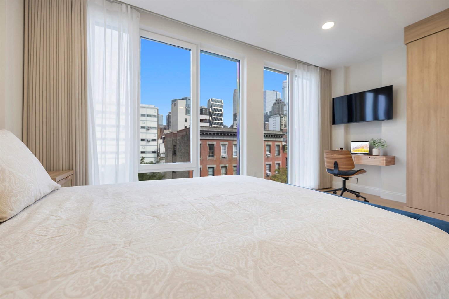 North Bedroom with Queen Size Bed & Desk