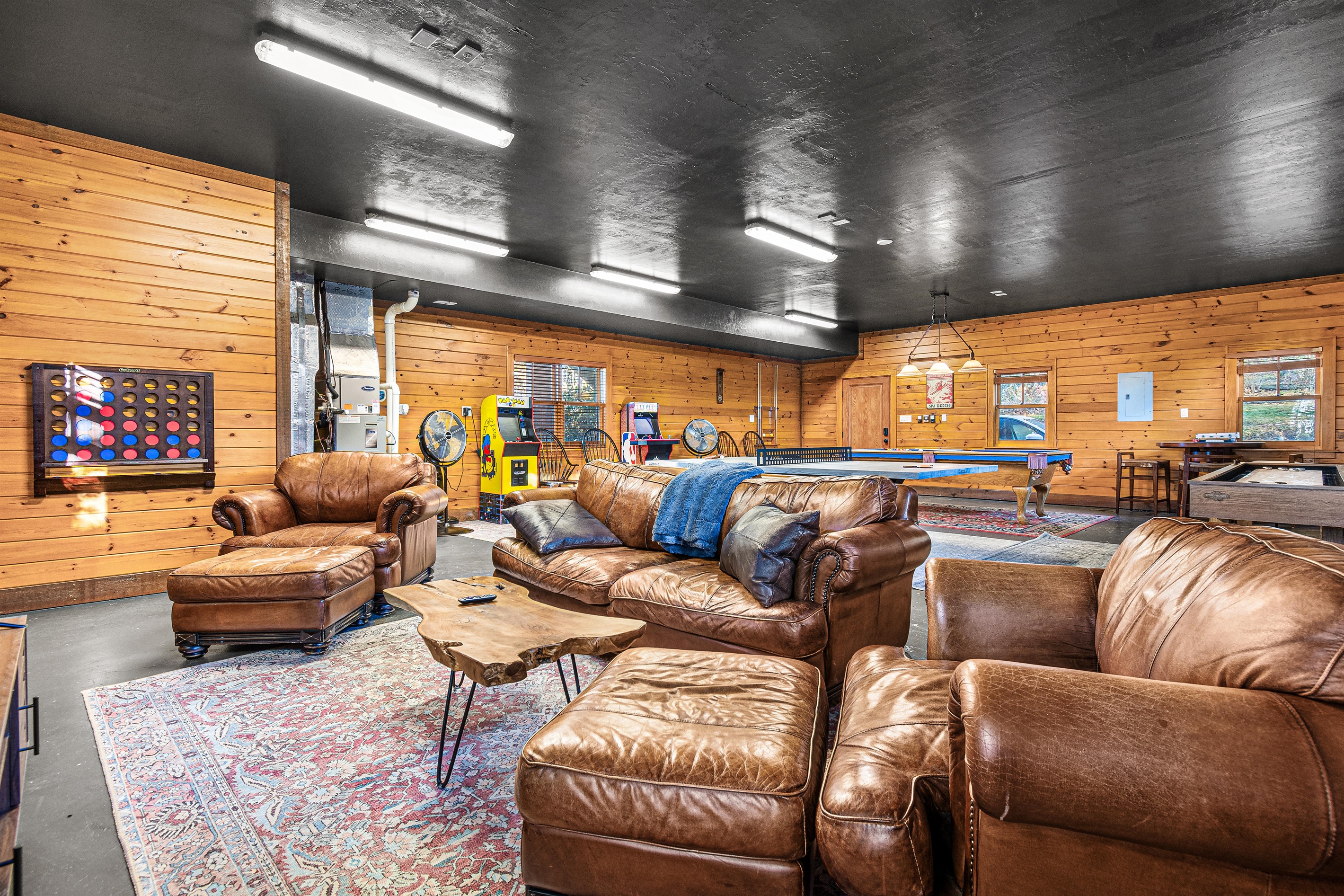 Movie/game watching area in the game room.