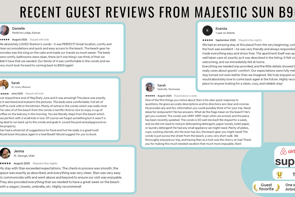 Recent reviews from happy guests show that you are in good hands!