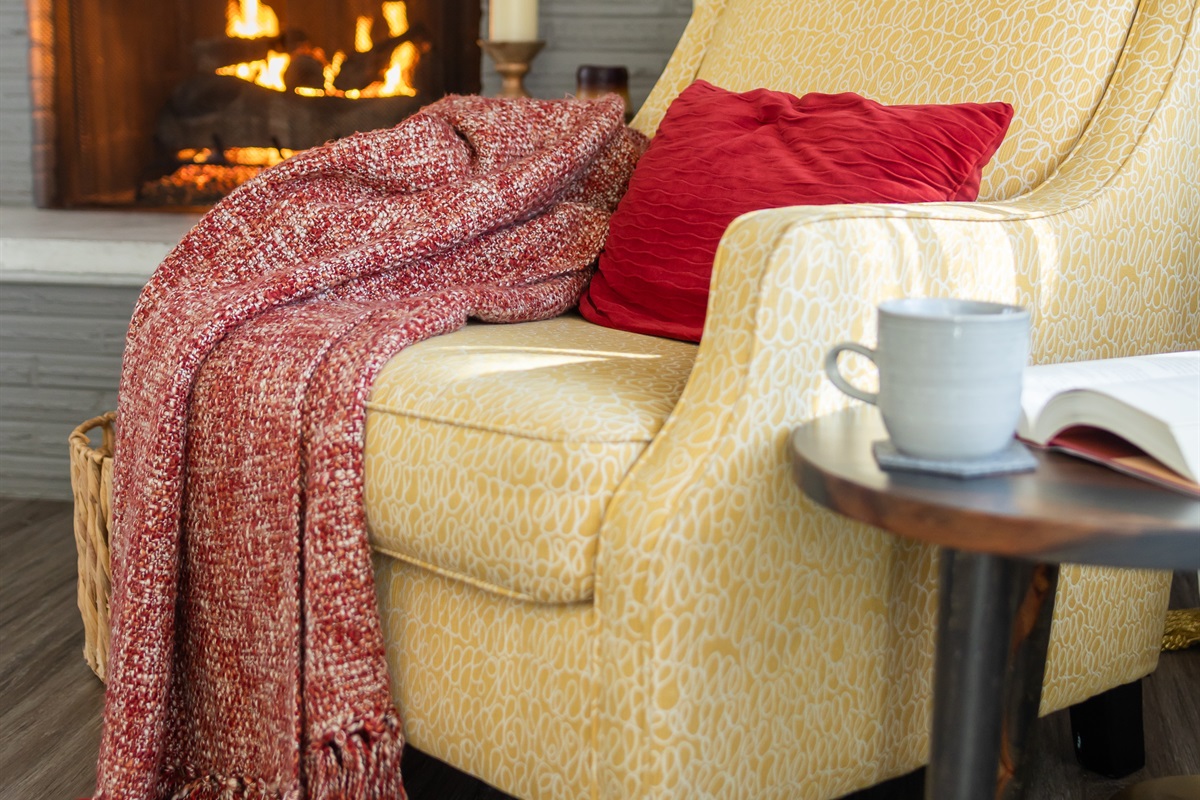 Grab a cup of coffee and a good book by the fire.