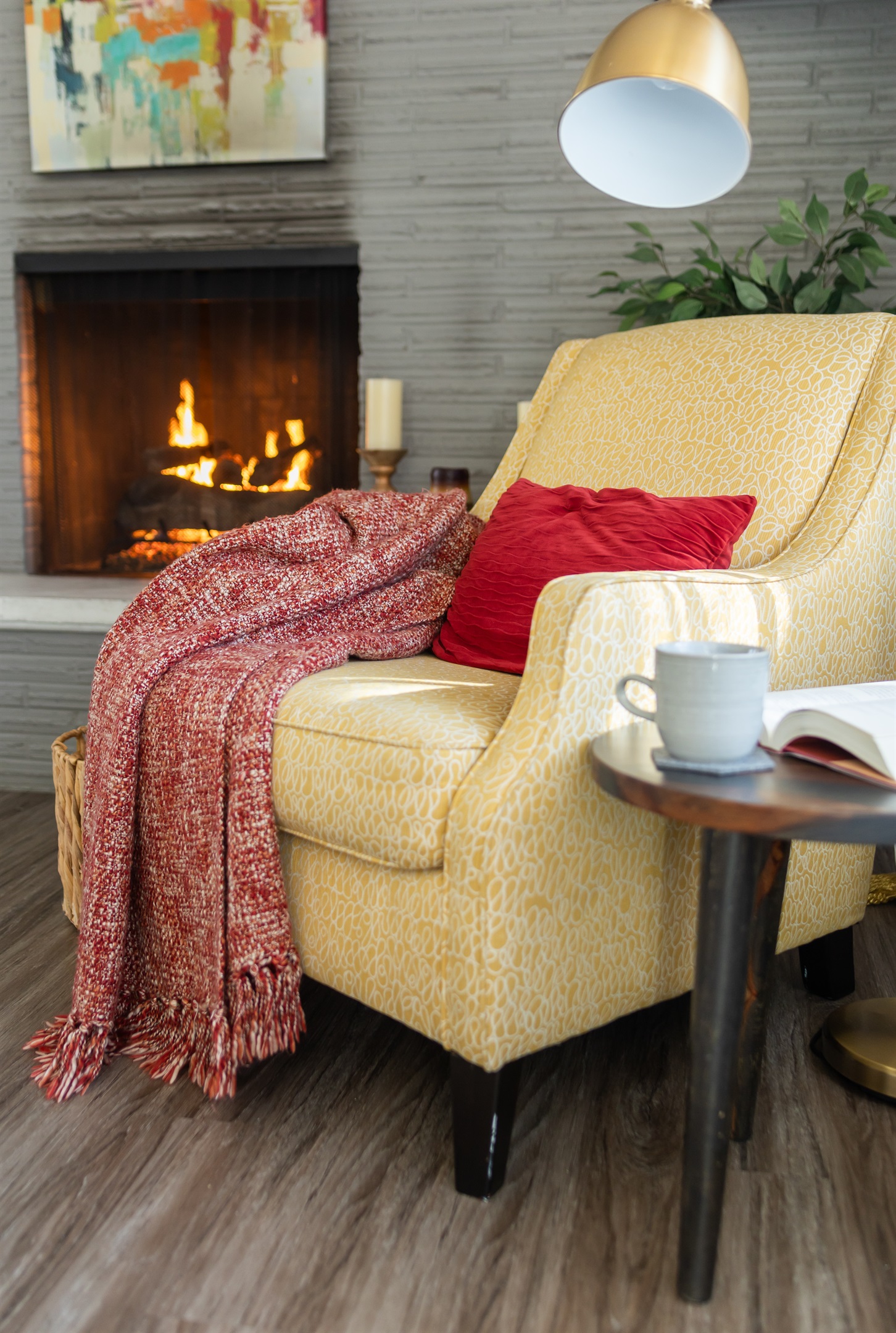 Grab a cup of coffee and a good book by the fire.