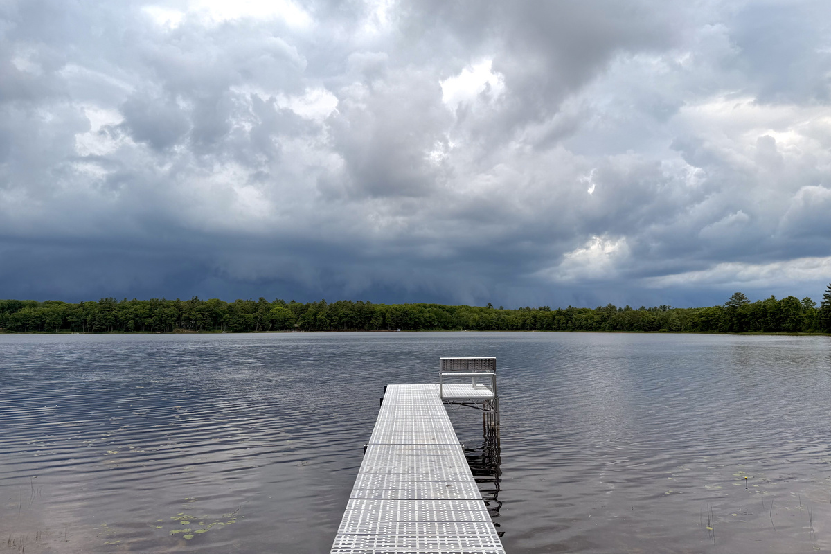 An early June thunderstorm approaching from the west.