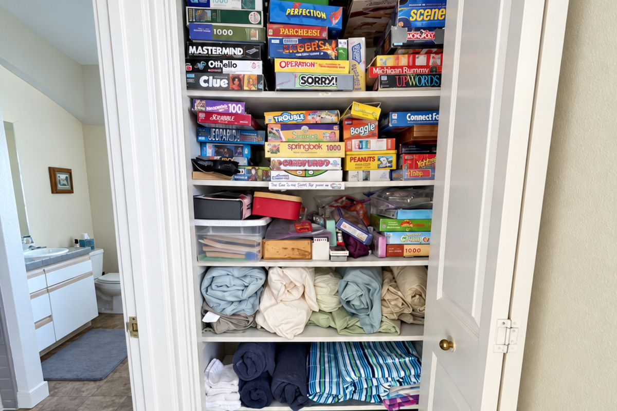 Games Closet. Extra linens/beach towels.