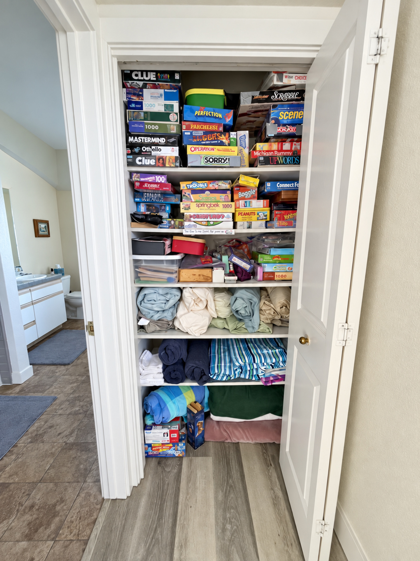 Games Closet. Extra linens/beach towels.