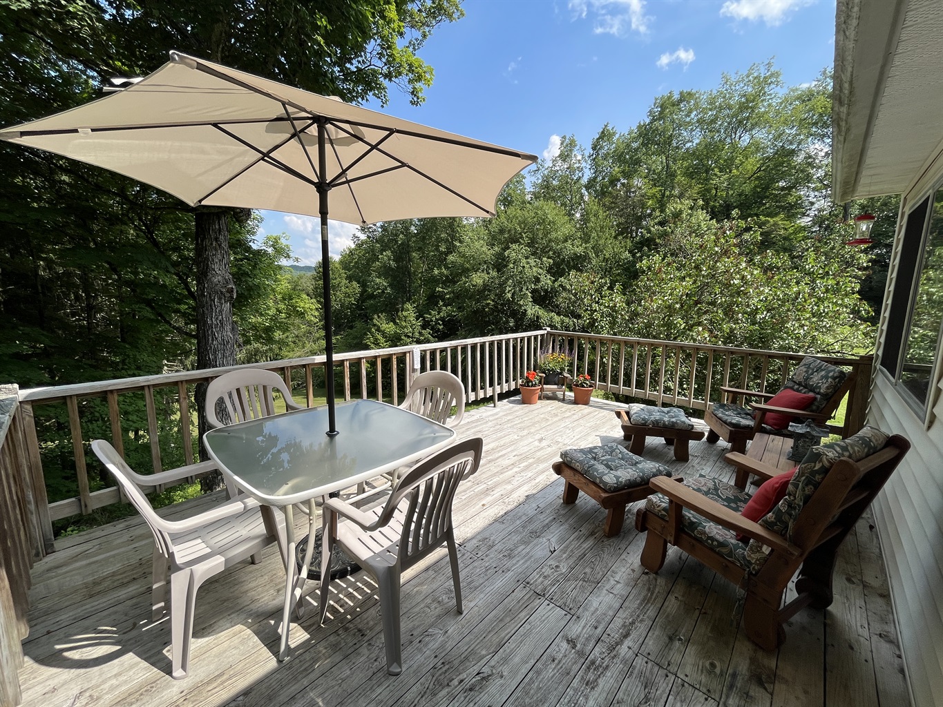 Rear deck with dining and lounge furniture