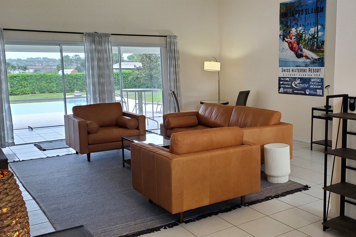 Living Room, lanai and pool