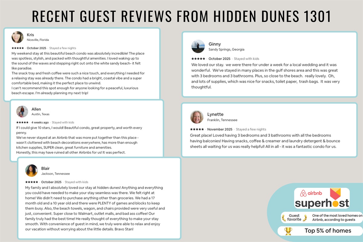 Recent reviews from happy guests show that you are in good hands!