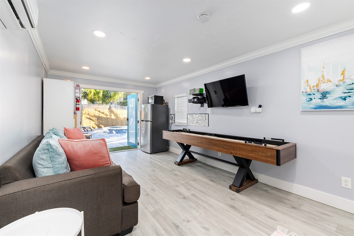 Queen sleeper sofa in the air conditioned casita