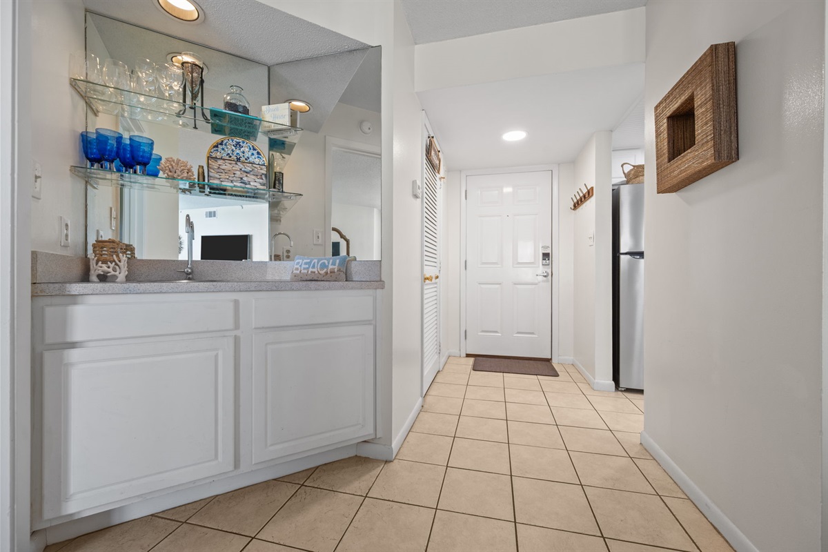 Welcoming entryway with convenient storage and a bright, airy first impression