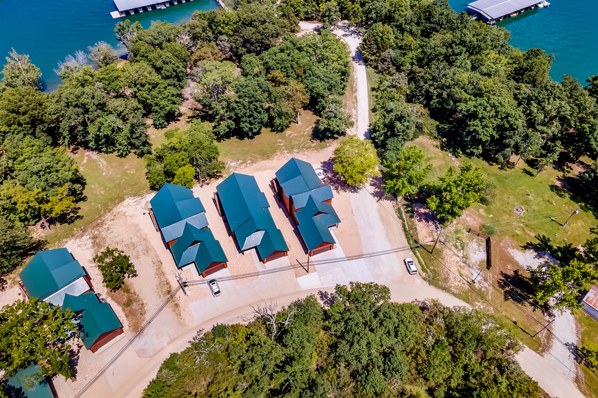 Last lodge in the development located next to the road that leads to a boat dock