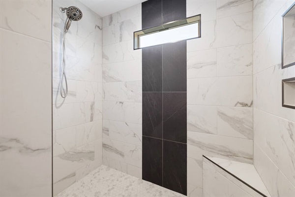 The master bathroom has a walk-in shower.