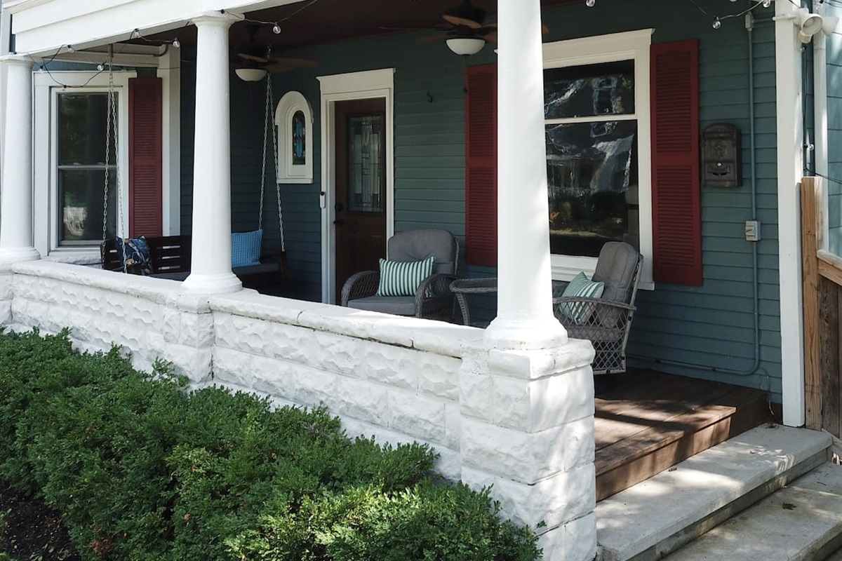The covered front porch offers a lovely place for morning coffee, reading your book or just passing the day.