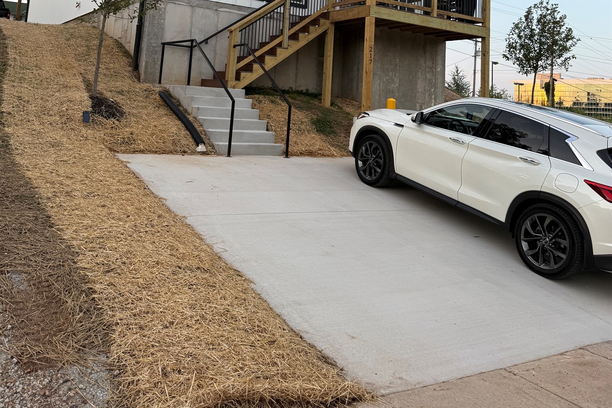 2 parking spaces at front entry 