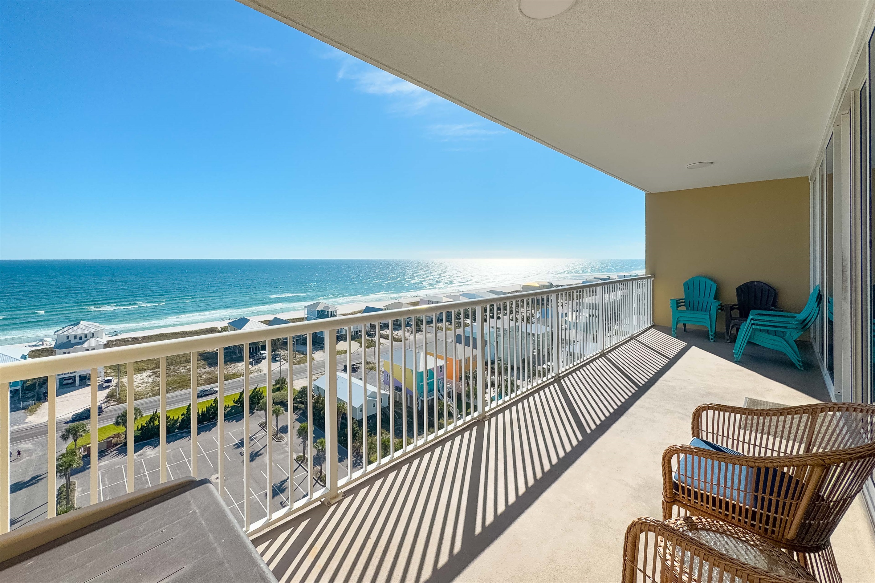 Where the sky meets the sea.  This expansive balcony provides a front-row seat to nature's most spectacular show.  Unwind and recharge in this idyllic setting.