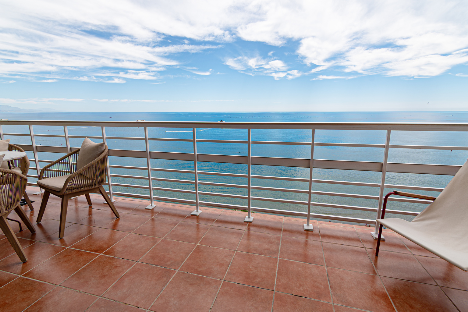 Main sea-view balcony with open Mediterranean views
