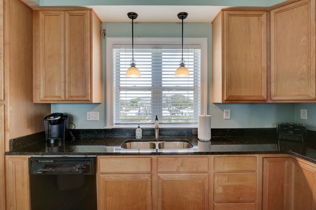 Kitchen with granite countertops