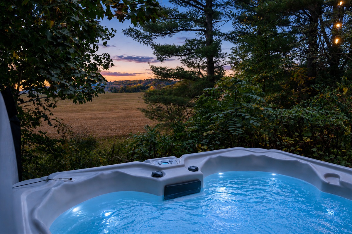 Soak in the hot tub surrounded by nature—morning coffee or evening unwind, no rush.