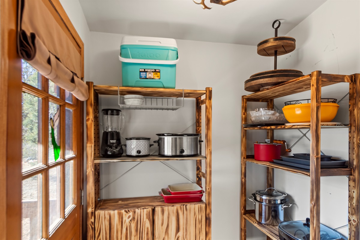 Pots, pans, and utensils ready for use for your convience