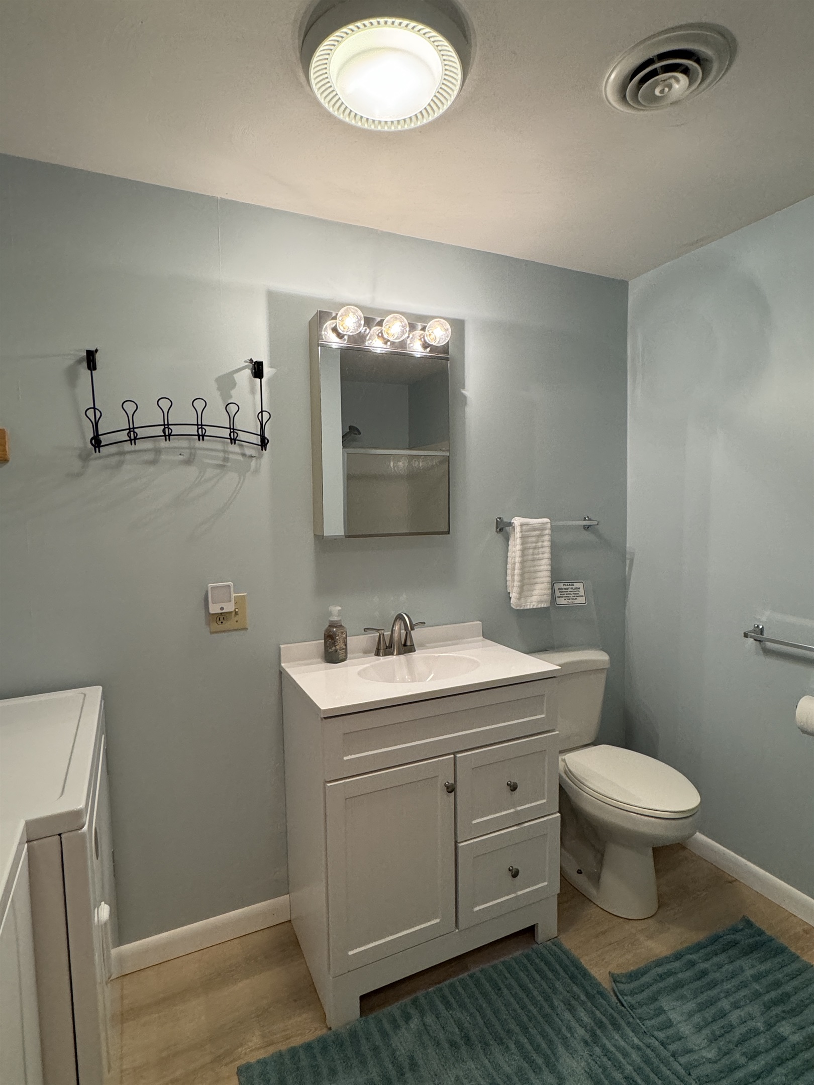 Lower level bathroom with laundry