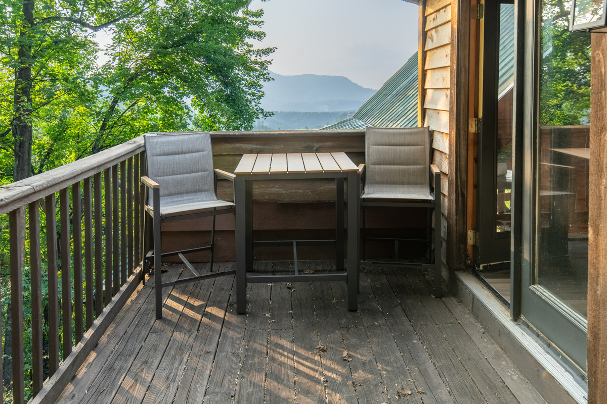 Private loft balcony with elevated Smoky Mountain views