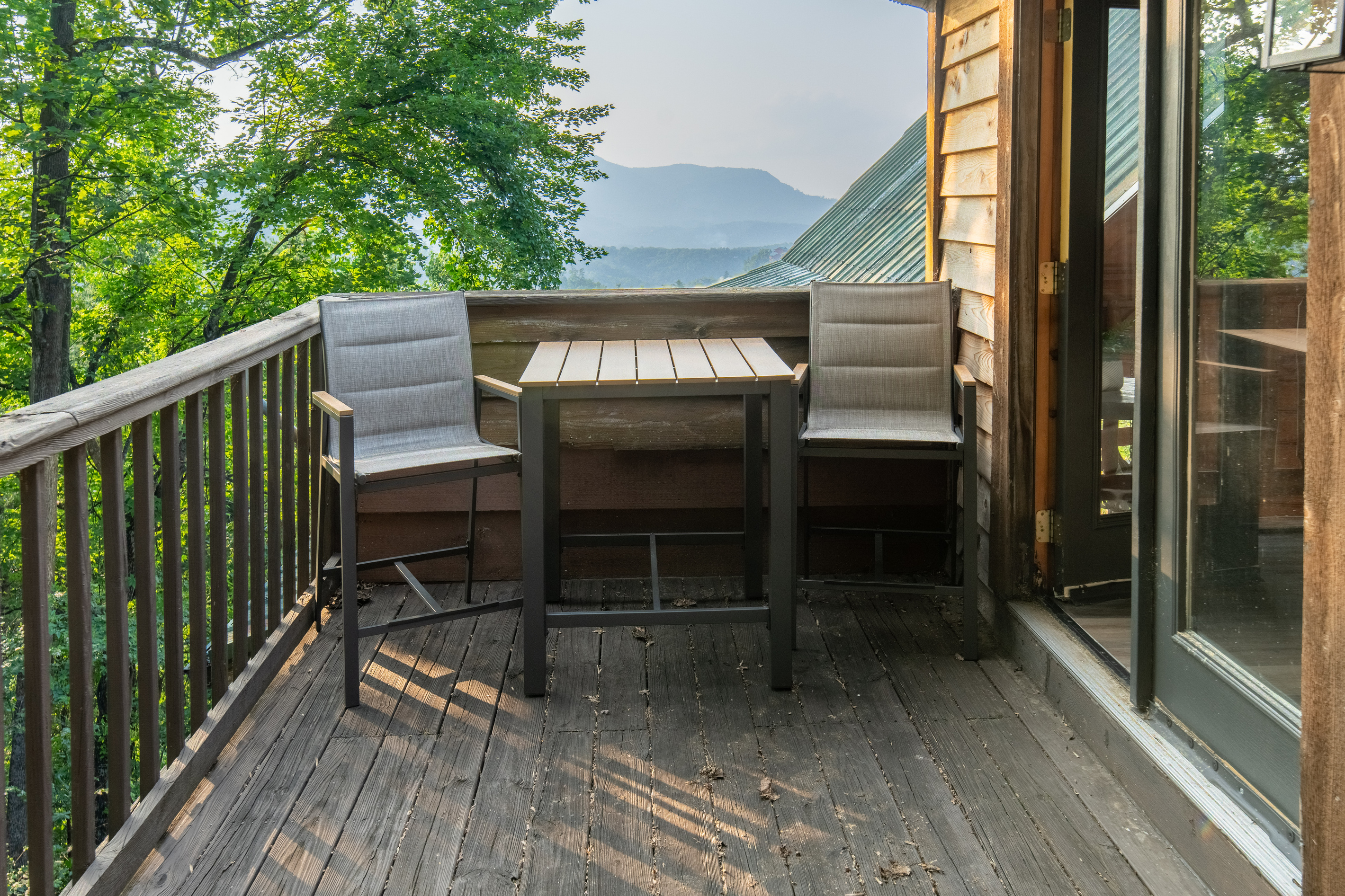 Private loft balcony with elevated Smoky Mountain views