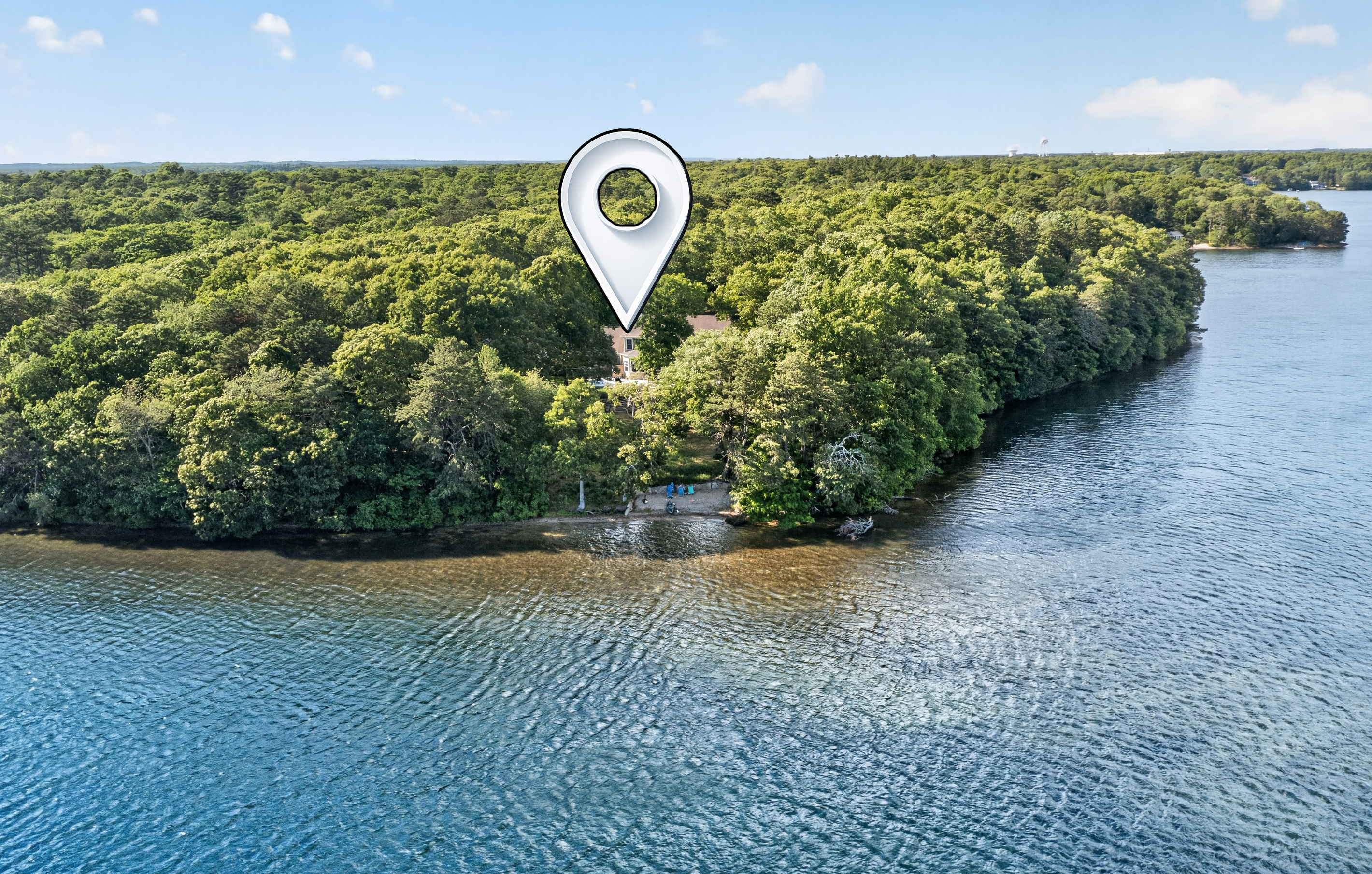 A stunning aerial view of The Wandery—nestled by the lake and surrounded by calm.