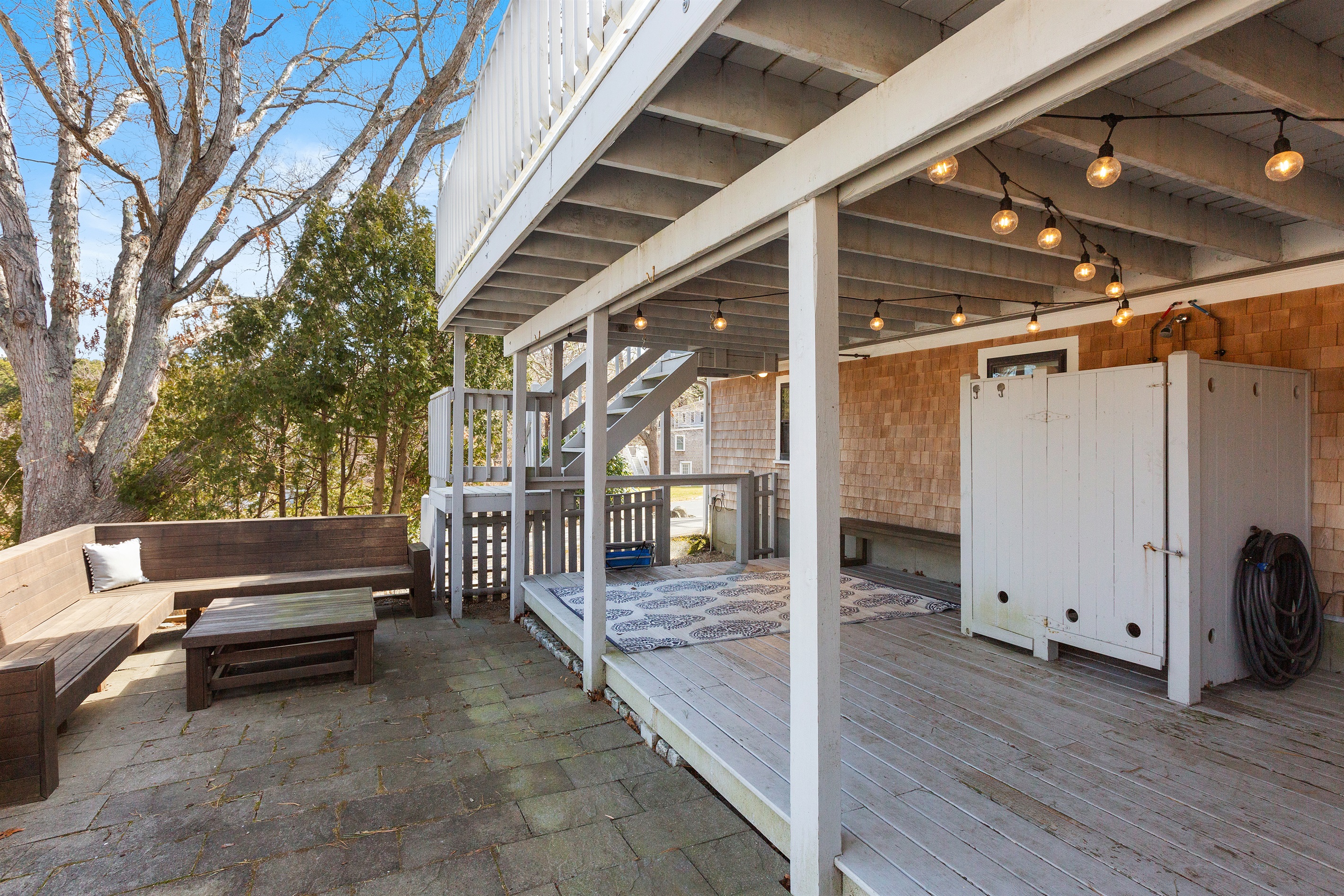 Enjoy a refreshing rinse in the outdoor shower after a swim in the pool or before a relaxing soak in the hot tub!
