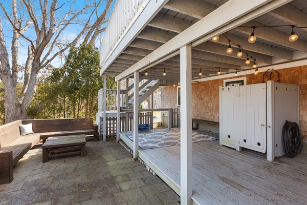 Enjoy a refreshing rinse in the outdoor shower after a swim in the pool or before a relaxing soak in the hot tub!