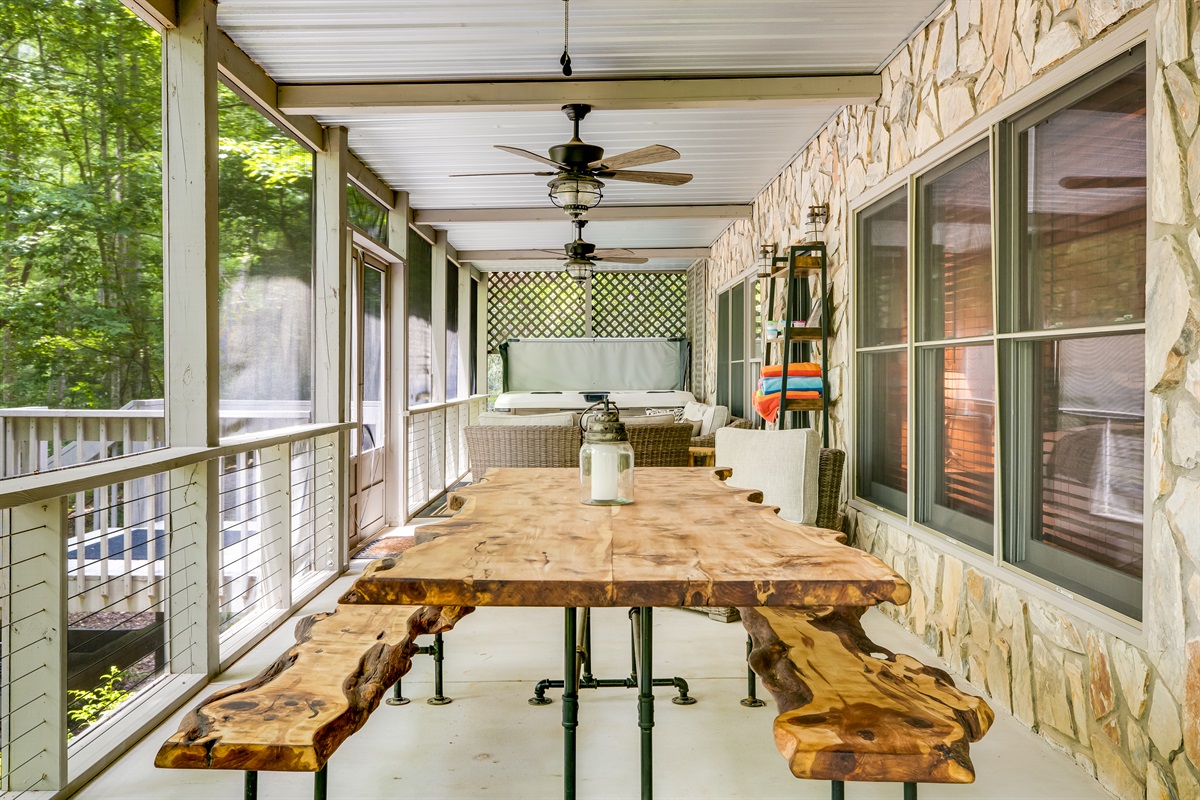 Have a meal on the outdoor table