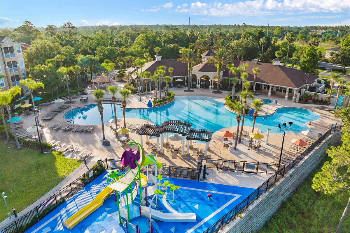 Resort-style clubhouse in Windsor Hills, a short walk from Belle’s Villa