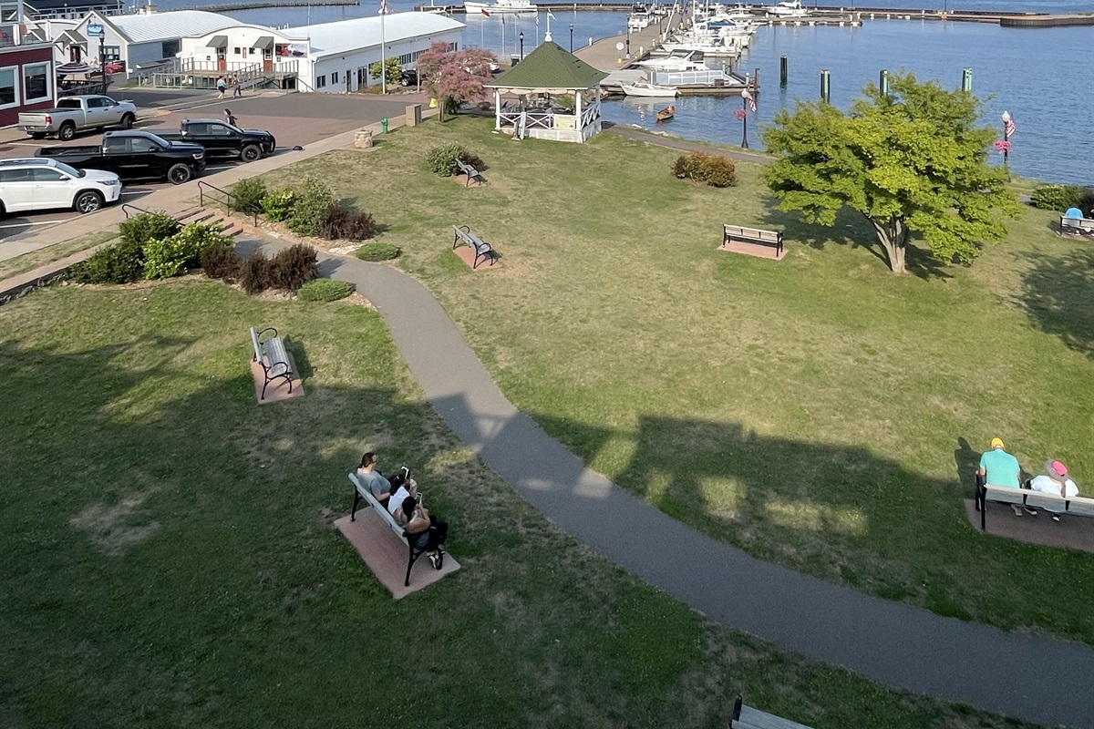 View of Bayfield docks from Bayfield Inn rooftop 