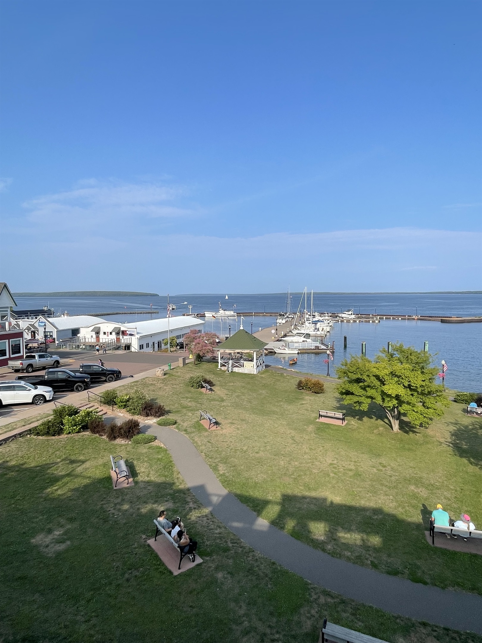 View of Bayfield docks from Bayfield Inn rooftop 