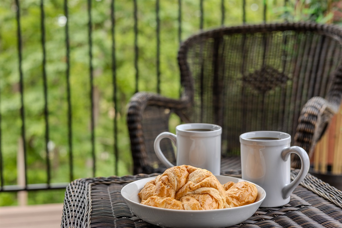 Morning coffee on the private deck