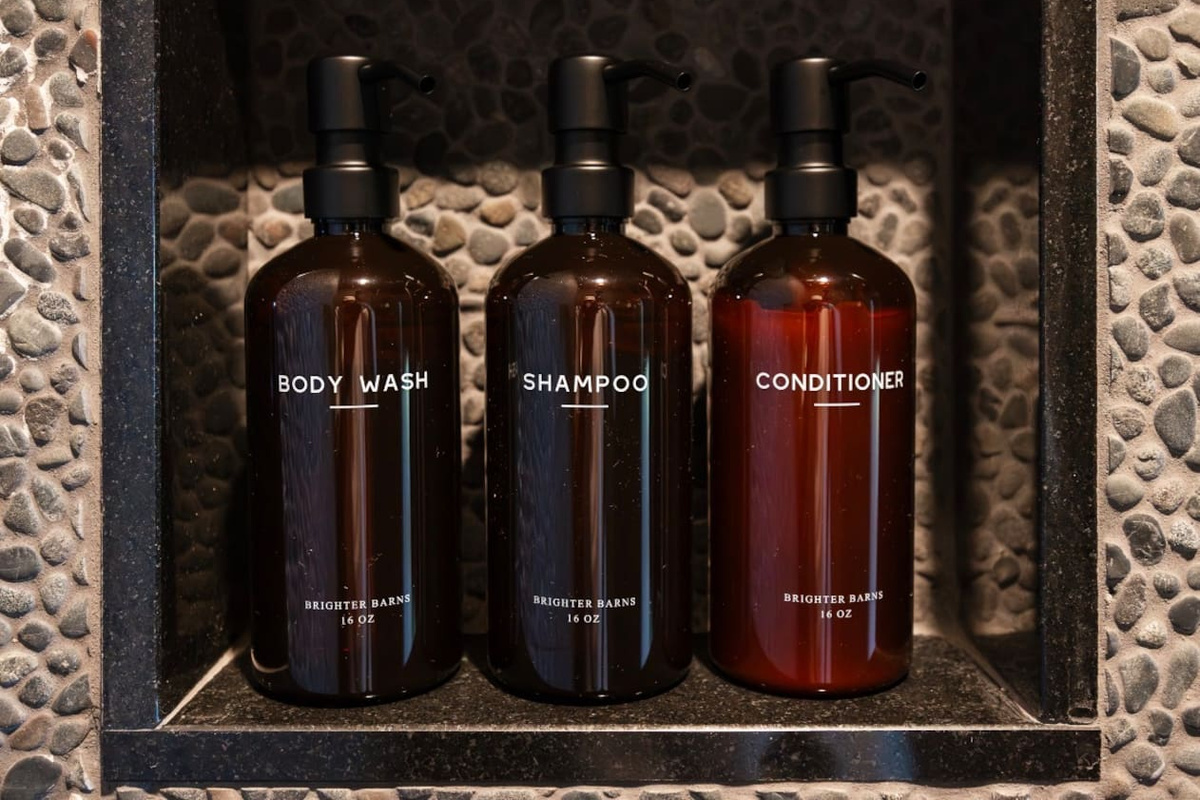 Shampoo, conditioner, body wash provided in every shower