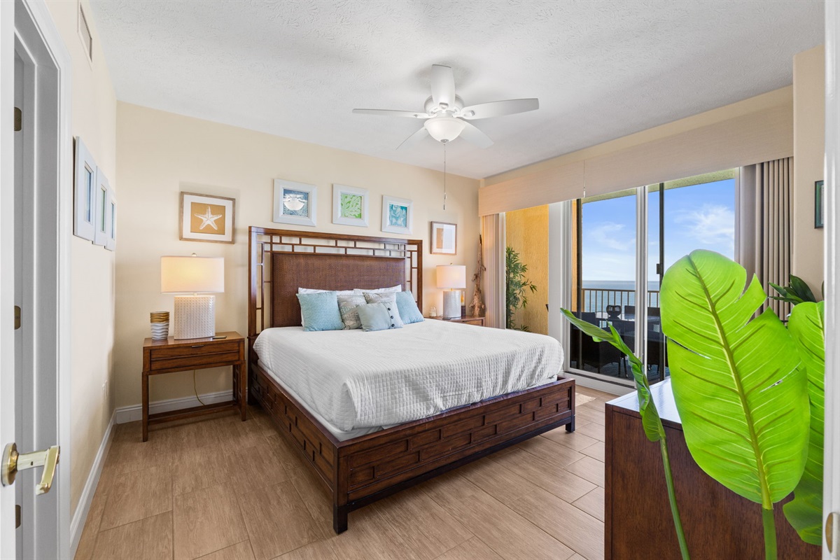 Master Bedroom with King Bed and Beach Views