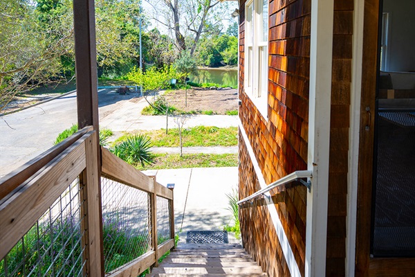 Stairs up to entrance. 